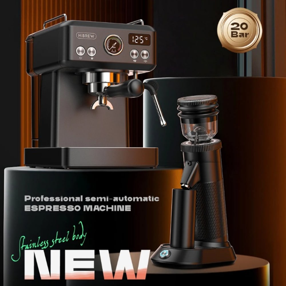 HiBREW Electric Burr Coffee Grinder with 34 Grind Settings & Visual Bean Storage